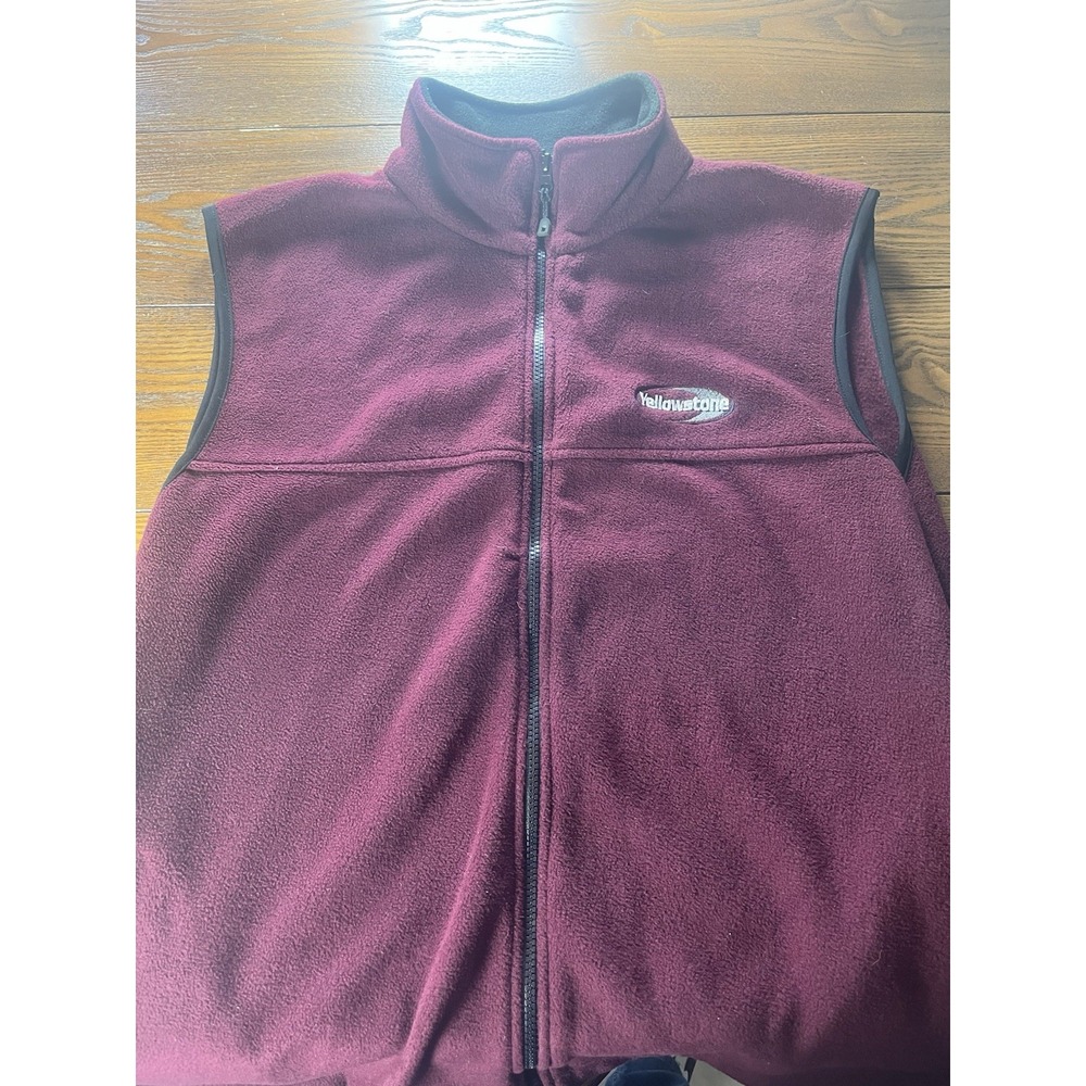 Vintage Landway Fleece Vest Red Yellowstone Mens XL Full Zip Made in USA